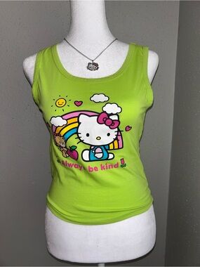 Hello Kitty Lime Green Tank Top with Rainbow Graphic